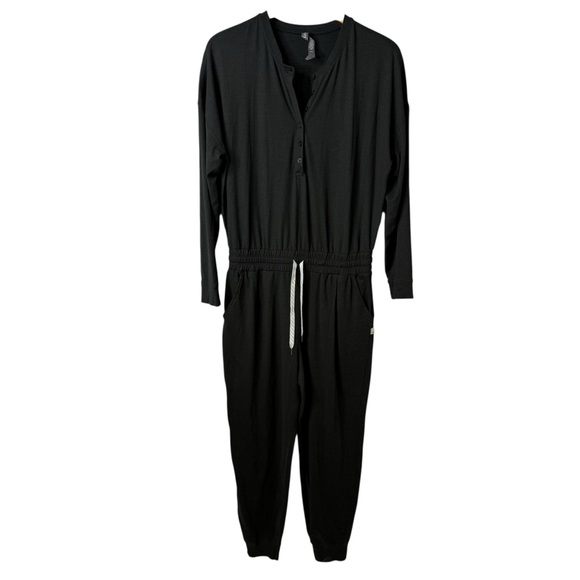 Vuori Lux Henley Long Sleeve Jumpsuit Black Size Medium VW478 - Picture 2 of 6